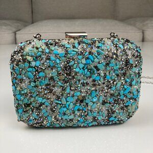 NWT Natasha Couture Turquoise Clutch